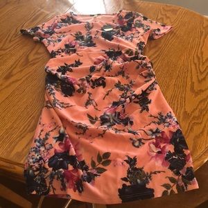 Pink floral maternity dress